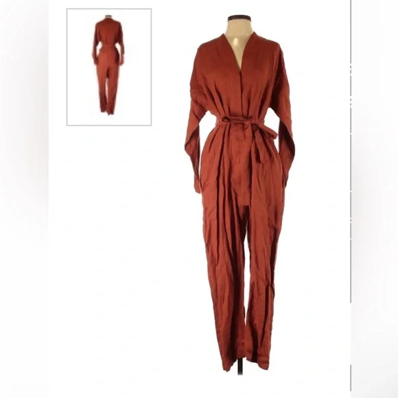Linenfairytales rust tie jumpsuit